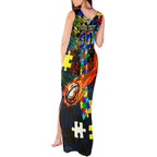 Cowboys Autism Awareness Tank Maxi Dress Puzzle Flames Rugby Ball