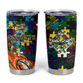 Cowboys Autism Awareness Tumbler Cup Puzzle Flames Rugby Ball