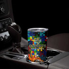 Cowboys Autism Awareness Tumbler Cup Puzzle Flames Rugby Ball