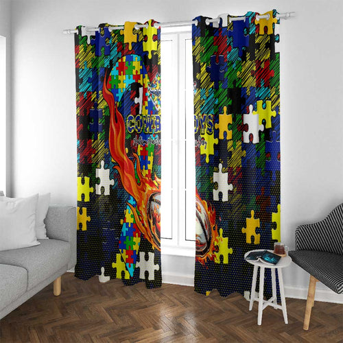 Cowboys Autism Awareness Window Curtain Puzzle Flames Rugby Ball