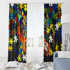 Cowboys Autism Awareness Window Curtain Puzzle Flames Rugby Ball