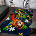 Eels Autism Awareness Area Rug Puzzle Flames Rugby Ball