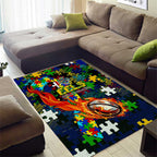 Eels Autism Awareness Area Rug Puzzle Flames Rugby Ball
