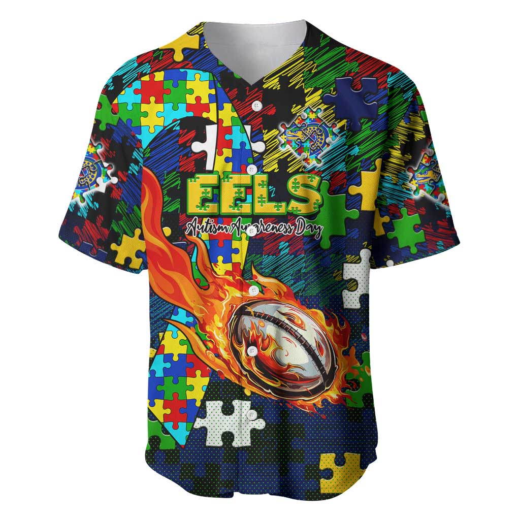 Eels Autism Awareness Baseball Jersey Puzzle Flames Rugby Ball