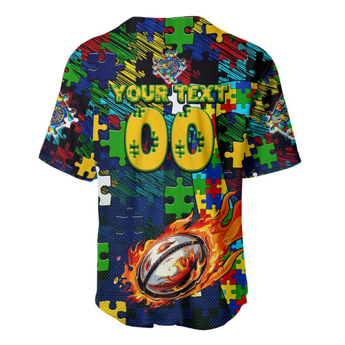 Eels Autism Awareness Baseball Jersey Puzzle Flames Rugby Ball