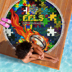 Eels Autism Awareness Beach Blanket Puzzle Flames Rugby Ball