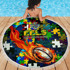 Eels Autism Awareness Beach Blanket Puzzle Flames Rugby Ball