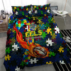 Eels Autism Awareness Bedding Set Puzzle Flames Rugby Ball