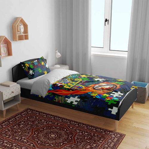 Eels Autism Awareness Bedding Set Puzzle Flames Rugby Ball