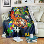 Eels Autism Awareness Blanket Puzzle Flames Rugby Ball