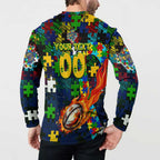 Eels Autism Awareness Button Sweatshirt Puzzle Flames Rugby Ball