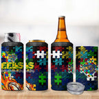 Eels Autism Awareness 4 in 1 Can Cooler Tumbler Puzzle Flames Rugby Ball