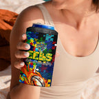 Eels Autism Awareness 4 in 1 Can Cooler Tumbler Puzzle Flames Rugby Ball