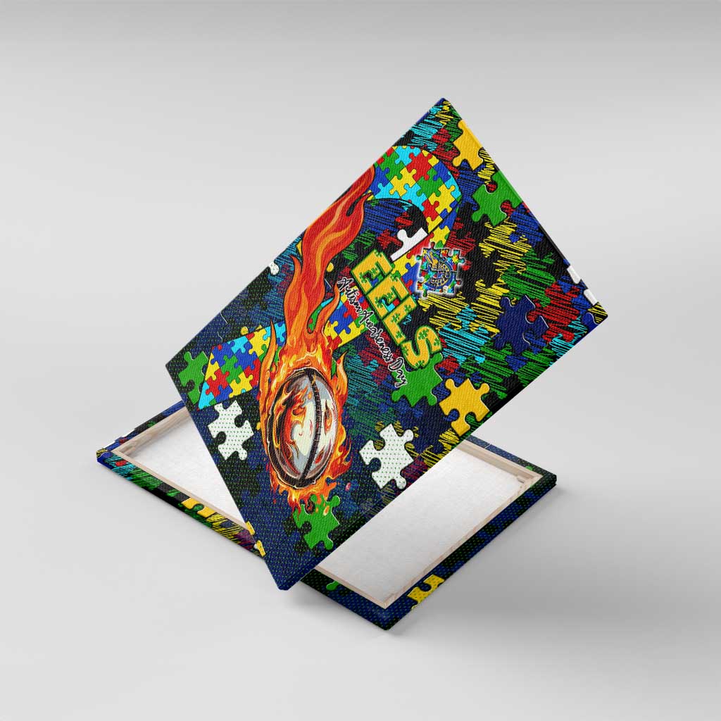 Eels Autism Awareness Canvas Wall Art Puzzle Flames Rugby Ball