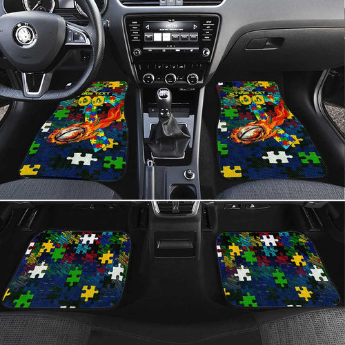 Eels Autism Awareness Car Mats Puzzle Flames Rugby Ball
