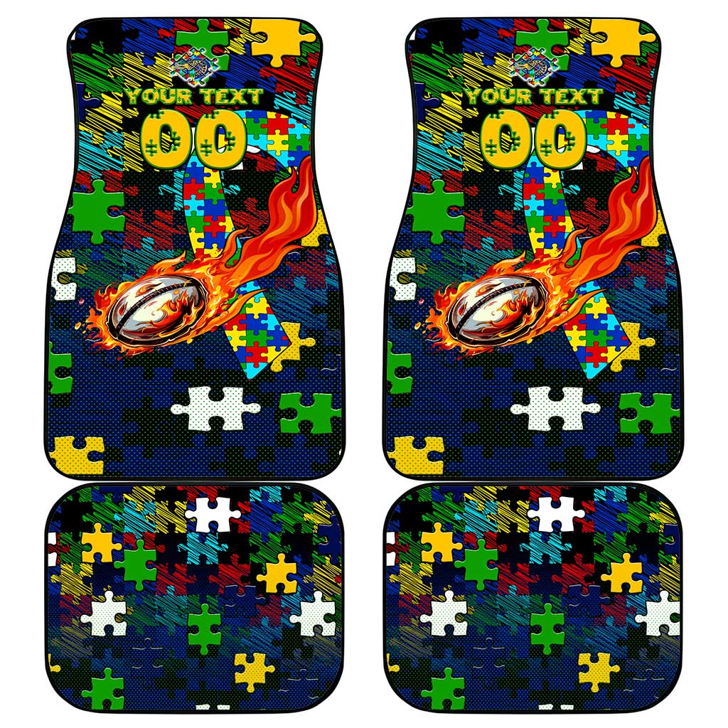 Eels Autism Awareness Car Mats Puzzle Flames Rugby Ball