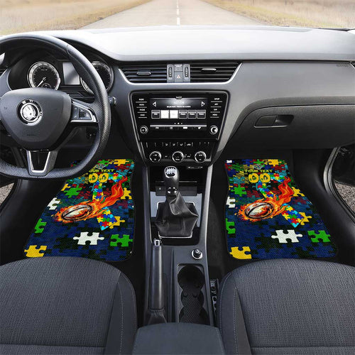 Eels Autism Awareness Car Mats Puzzle Flames Rugby Ball