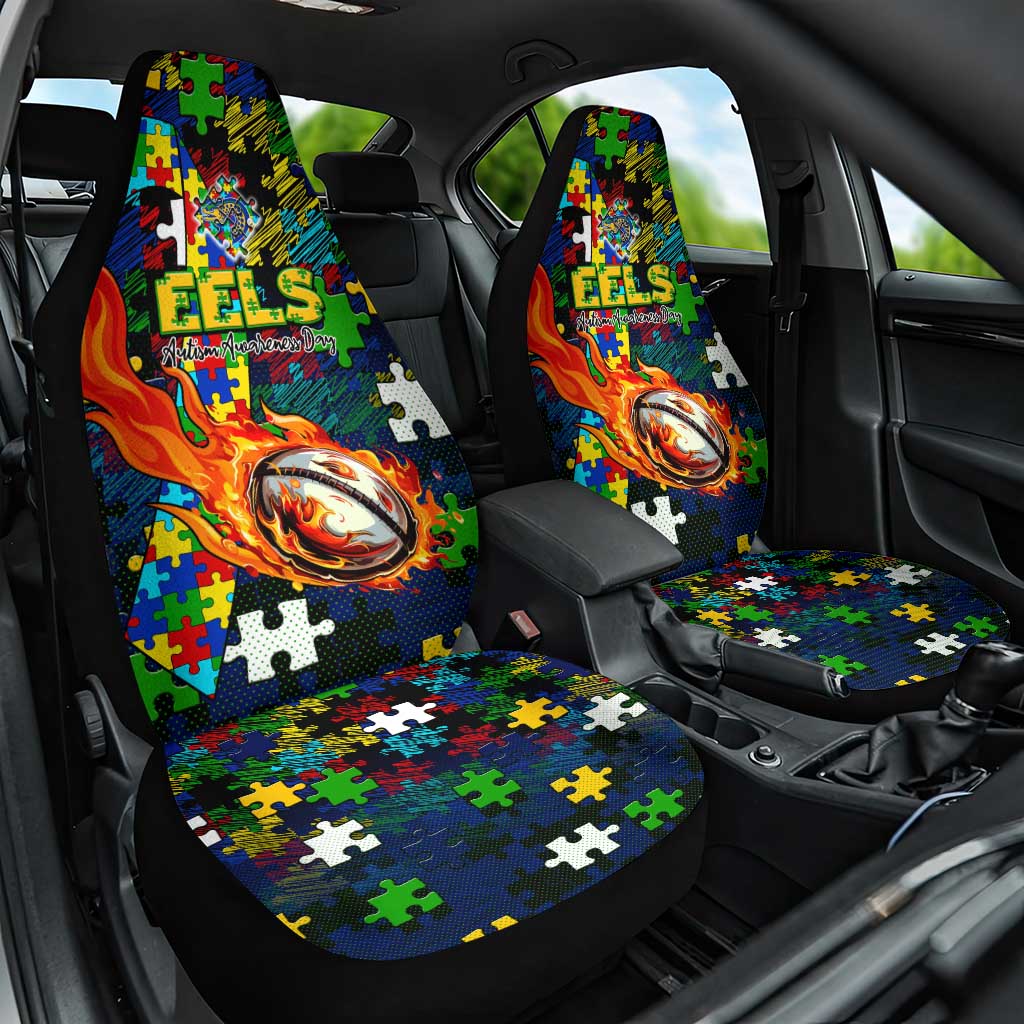 Eels Autism Awareness Car Seat Cover Puzzle Flames Rugby Ball