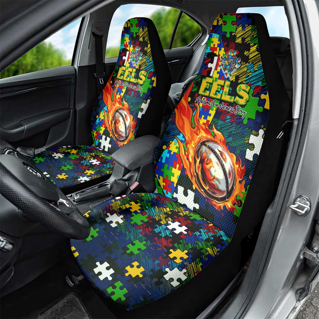 Eels Autism Awareness Car Seat Cover Puzzle Flames Rugby Ball