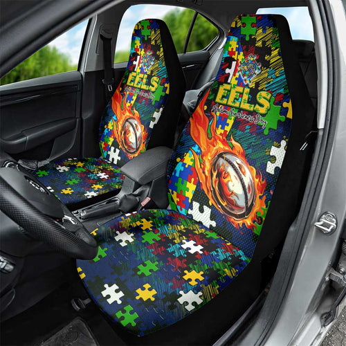 Eels Autism Awareness Car Seat Cover Puzzle Flames Rugby Ball