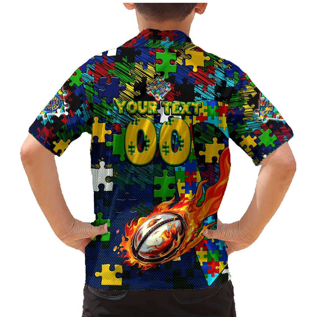 Eels Autism Awareness Family Matching Mermaid Dress and Hawaiian Shirt Puzzle Flames Rugby Ball