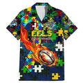 Eels Autism Awareness Family Matching Mermaid Dress and Hawaiian Shirt Puzzle Flames Rugby Ball