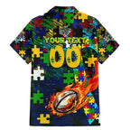 Eels Autism Awareness Family Matching Mermaid Dress and Hawaiian Shirt Puzzle Flames Rugby Ball