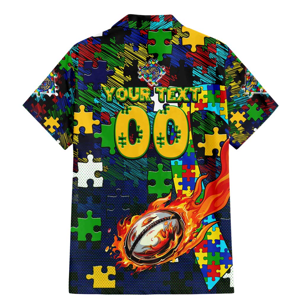 Eels Autism Awareness Family Matching Mermaid Dress and Hawaiian Shirt Puzzle Flames Rugby Ball