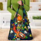 Eels Autism Awareness Grocery Bag Puzzle Flames Rugby Ball