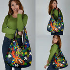 Eels Autism Awareness Grocery Bag Puzzle Flames Rugby Ball