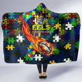 Eels Autism Awareness Hooded Blanket Puzzle Flames Rugby Ball