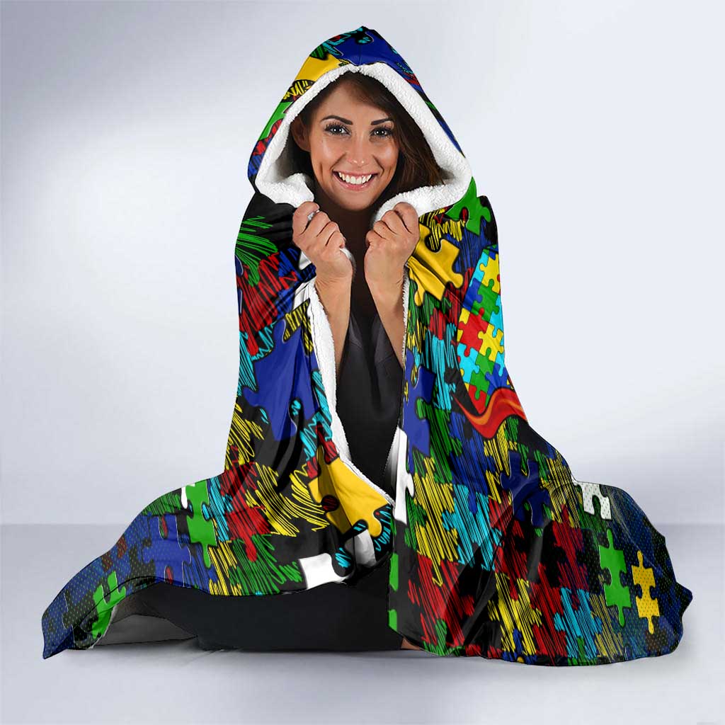 Eels Autism Awareness Hooded Blanket Puzzle Flames Rugby Ball
