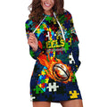 Eels Autism Awareness Hoodie Dress Puzzle Flames Rugby Ball