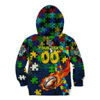 Eels Autism Awareness Kid Hoodie Puzzle Flames Rugby Ball