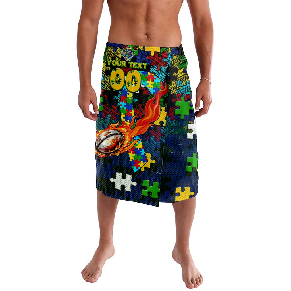 Eels Autism Awareness Lavalava Puzzle Flames Rugby Ball