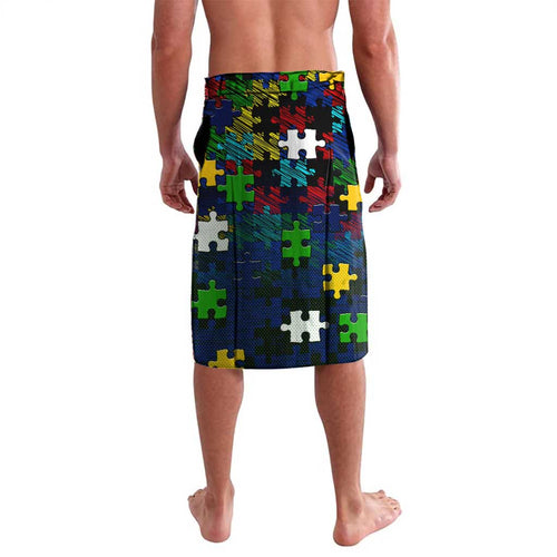Eels Autism Awareness Lavalava Puzzle Flames Rugby Ball