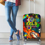 Eels Autism Awareness Luggage Cover Puzzle Flames Rugby Ball