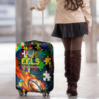 Eels Autism Awareness Luggage Cover Puzzle Flames Rugby Ball