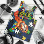 Eels Autism Awareness Men Tank Top Puzzle Flames Rugby Ball