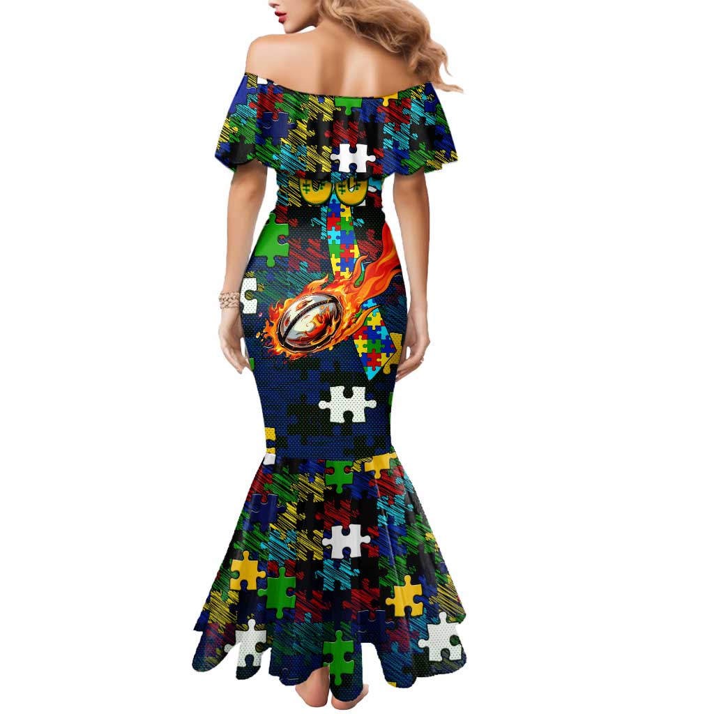 Eels Autism Awareness Mermaid Dress Puzzle Flames Rugby Ball