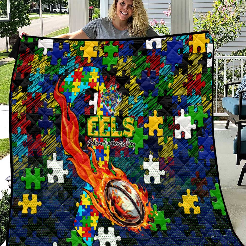 Eels Autism Awareness Quilt Puzzle Flames Rugby Ball