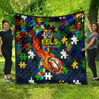 Eels Autism Awareness Quilt Puzzle Flames Rugby Ball