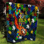Eels Autism Awareness Quilt Puzzle Flames Rugby Ball