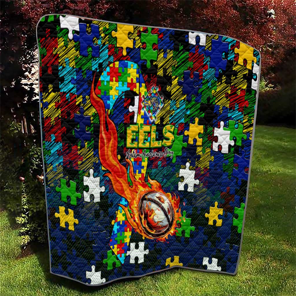 Eels Autism Awareness Quilt Puzzle Flames Rugby Ball