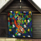 Eels Autism Awareness Quilt Puzzle Flames Rugby Ball