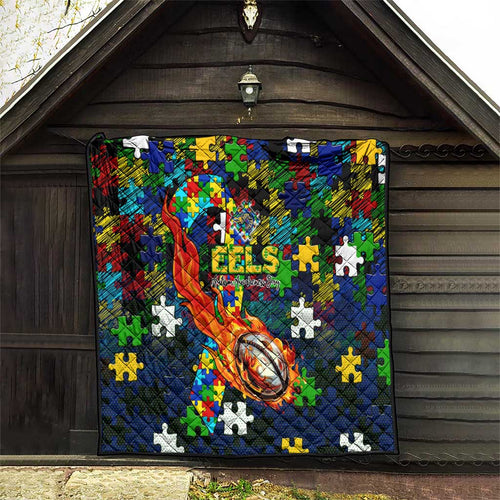 Eels Autism Awareness Quilt Puzzle Flames Rugby Ball