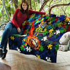 Eels Autism Awareness Quilt Puzzle Flames Rugby Ball
