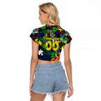Eels Autism Awareness Raglan Cropped T Shirt Puzzle Flames Rugby Ball