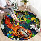 Eels Autism Awareness Round Carpet Puzzle Flames Rugby Ball