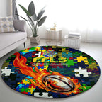 Eels Autism Awareness Round Carpet Puzzle Flames Rugby Ball